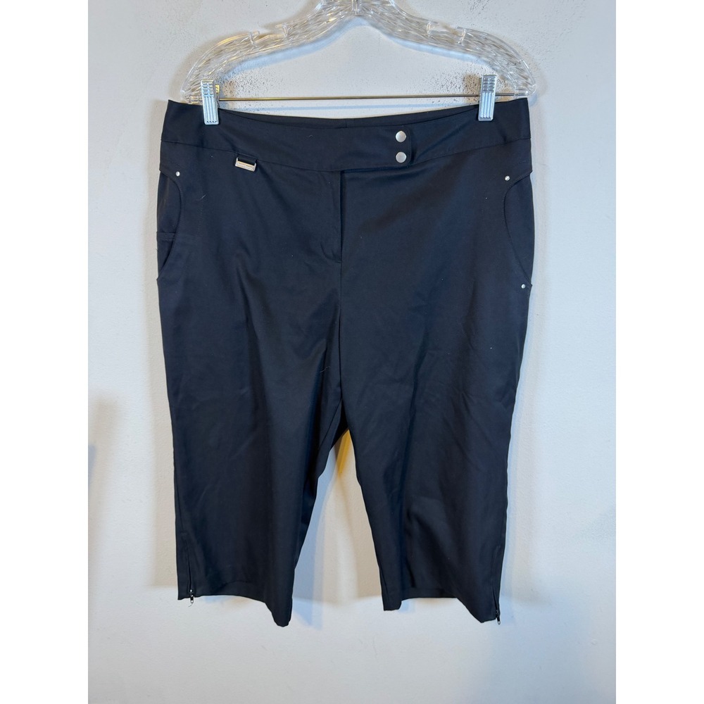 Bette & Court Womens Capri Pants Double Snap Hem Zipper Black 14